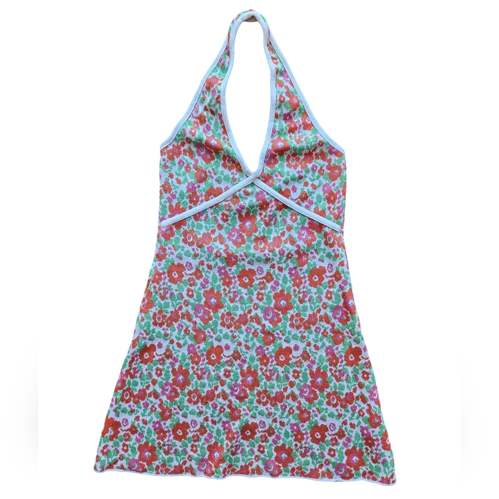 ZARA Retro Style Floral Mini Halter Dress.Size S